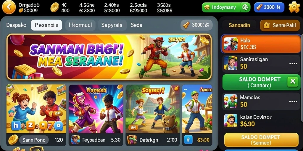 Tampilan utama permainan dengan karakter pilihan.